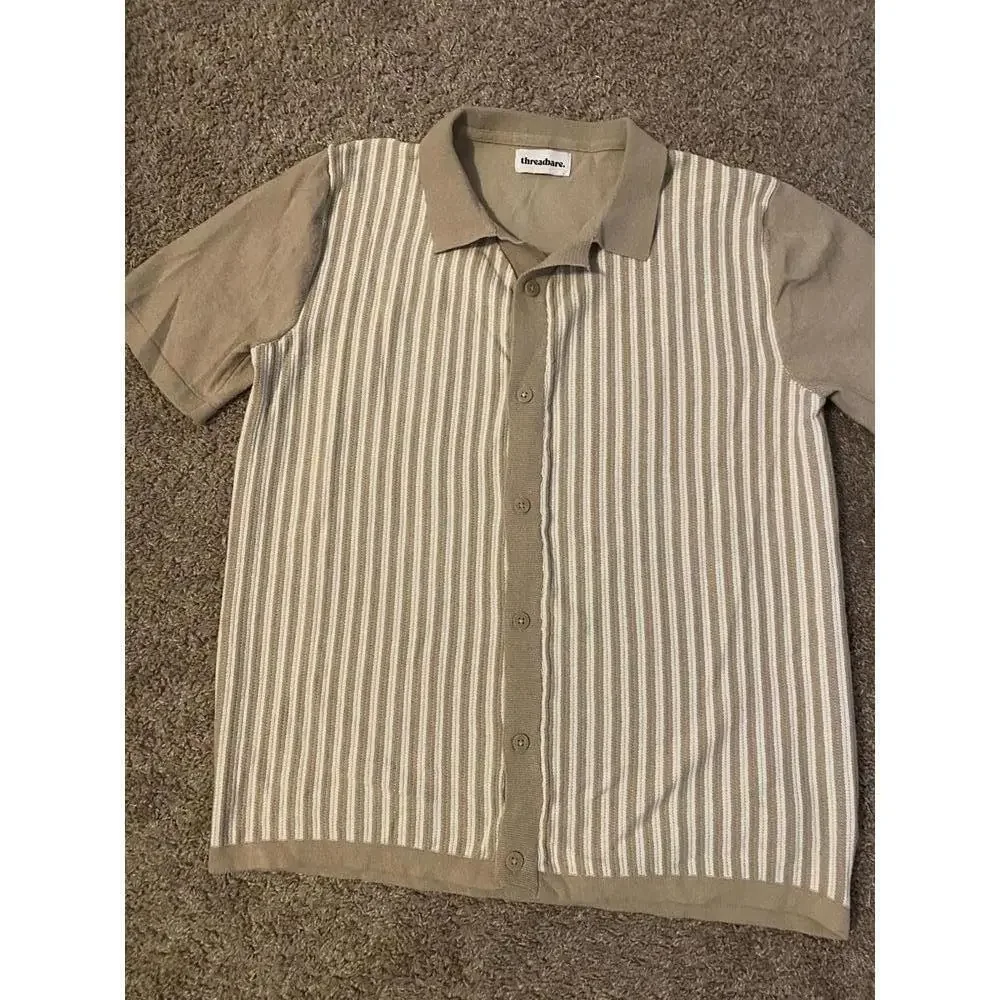 Threadbare Striped Short Sleeve Button-Up Shirt XL